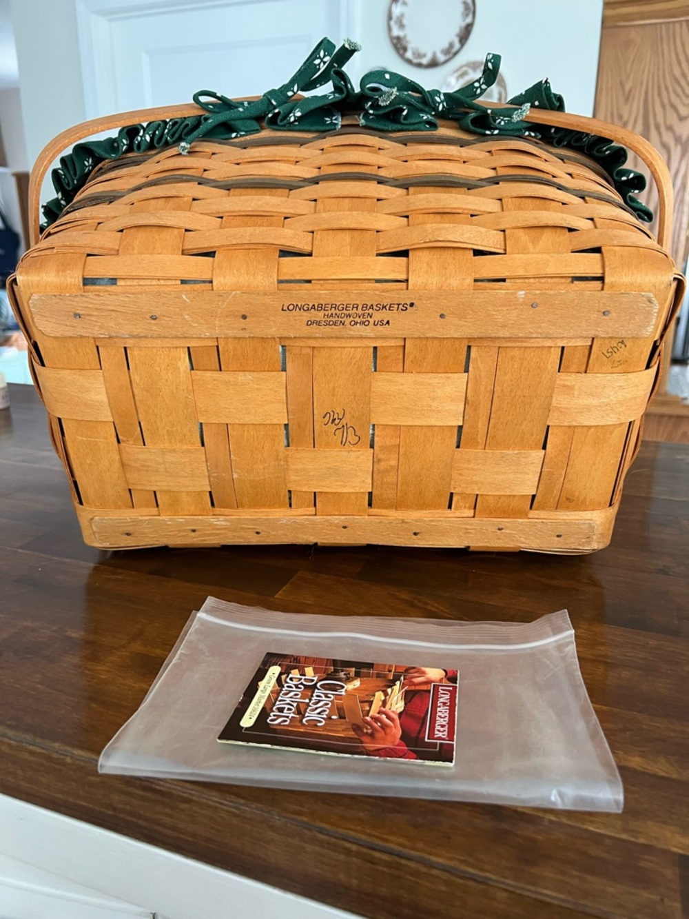 Longaberger, Large Market Basket, Green Heritage Liner, 1996 - Picture 3 of 3